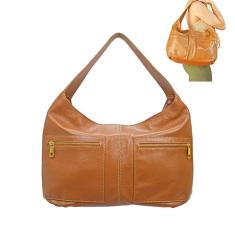 Bolsa Feminina Grande Saco Tiracolo Ombro com Zíper Couro Legítimo Madamix