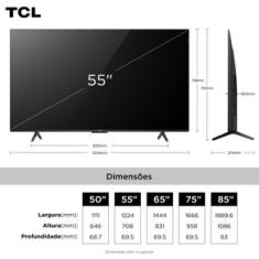 Smart TV 55” TCL 55P7K 4K QLED 60Hz HDR10+ Dolby Atmos Dolby Vision Sistema Operacional Google TV