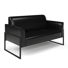 Sofá 2 Lugares Namoradeira Marisa Industrial Alta Preto Sintético Pu D