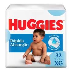 Fralda Huggies Rápida Absorção Tamanho XG Pacote Mega 32 Unidades Desc