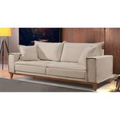 Sofá Fixo 3 Lugares Luxo 220 Cm Aquiles Bege Claro - Castellar Móbile