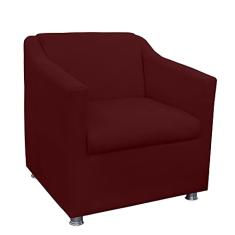 Poltrona Decorativa Tilla Pés Cromado Suede Bordô - DS Estofados
