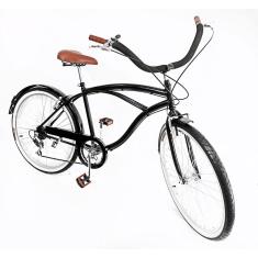 Bicicleta Aro 26 Masculino Beach Estilo Retrô Preto