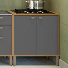 Balcão Belém Brasileira para cooktop com 2 portas e 4 pés - Incorplac