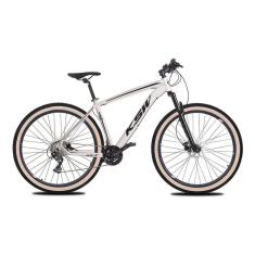   Bicicleta Aro 29 Ksw Xlt 24v K7 Câmbios Shimano Freio Hidráulico Garfo com Trava Pneu Faixa Bege - Branco