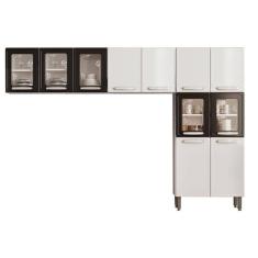 Cozinha Compacta Evidence 3 Peças (2 Armários + 1 Paneleiro) Cpt54 Branco/Preto - Bertolini