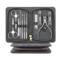 Cortador de unhas manicure pedicure conjunto tudo em 1 kit de cuidados com as unhas leve portátil, cinza