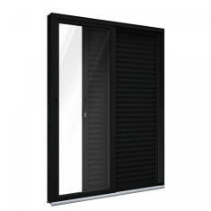 Porta de Aluminío de Correr 215x150cm 2 Folhas com Vidro Lucasa Aluminío Preto