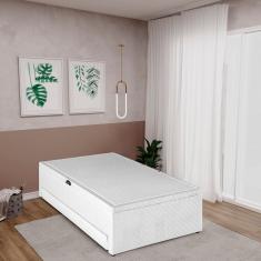 Base Box Baú Solteiro com Colchão Auxiliar 88x188x48cm Detroit Branco