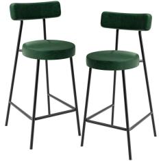 Kit 02 Banquetas Baixa Para Cozinha Sala De Jantar Bancada Milão L02 Facto Verde Musgo