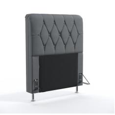 Cabeceira Estofada Sirius 90 Para Cama de Solteiro Sued Cinza Aradecor