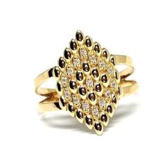 Anel De Ouro 18 K Aro Duplo Com Pedras - Elegancy Joias, 8