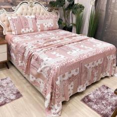 Jogo Cama Lençol King Colonial Percal 300 Fios 4 Peças Rosê - Casa Sho