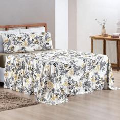 Jogo de Lençol Cama Queen 4 peças 100% Algodão Malha Penteada Quality 