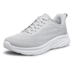 AFB Tênis de caminhada masculino, sem cadarço, antiderrapante, leve, de malha, academia, tênis, Cinza claro, 39