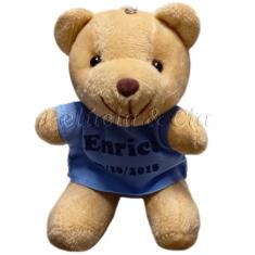 Mini Urso Marrom De Pelúcia 9cm c/ Roupa e Nome Estampada - PELUCIAS&C