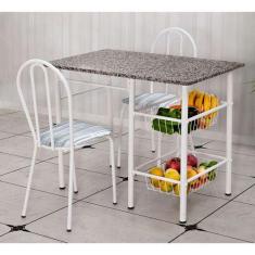 Conjunto de Mesa com 2 Cadeiras Alice Linho - Artefamol