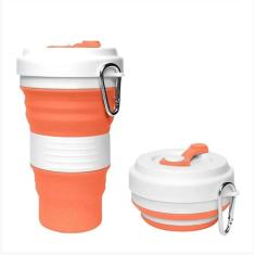 Copo Ecológico Retrátil Silicone Grande Dobrável 550ml (Salmão)