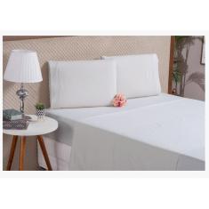 Lençol 4 Peças Algodão Casal Queen Branco Percal 180 Fios