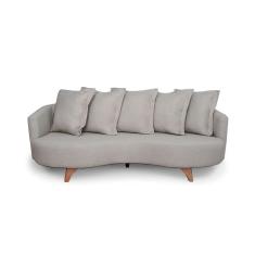 Sofá 3 Lugares Capri Veludo Bege 240 cm