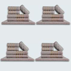 Jogo De Toalhas 24 Pçs Coleção Dubai 100% Algodão Cinza