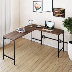 Mesa De Escritório Em L Estilo Industrial 150x140cm Active Nogal-preto