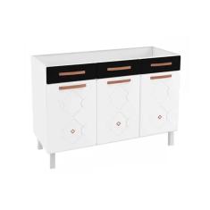 Balcão De Cozinha Modulado Mirage New 3 Portas E 3 Gavetas C- Tampo Branco-preto - Telasul