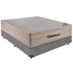 Cama Box Cinza E Colchão Airtech Springpocket Molas Ensacadas Viúvo Ortobom