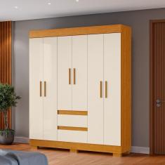 Guarda-roupa De Casal Argentina 6 Portas Linhamobília Cinamomo/off White