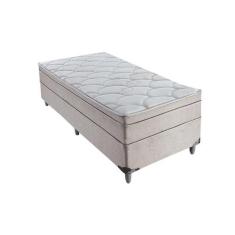 Cama Box Solteiro Áquila II com Colchão Solteiro Molas Verticóil Bege 