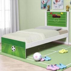 Cama Solteiro Adesivada Futebol Gramado com Colchão - CasaH