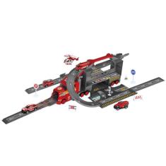 DM Toys Caminhão Garagem Bombeiro 5 Carrinhos e Acessórios Vermelho