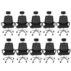 Kit 10 Cadeiras de Escritório Presidente Tela Mesh Cádis - Espresso Mó