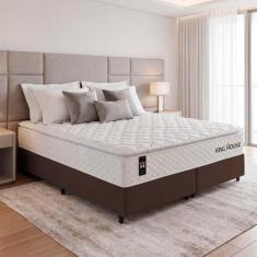 Conjunto Cama Box c/ Molas Ensacadas New Moon Branco King 193x203x66 -