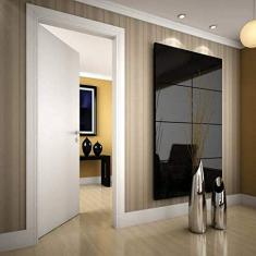 Kit Porta de Madeira Lisa Laqueada 210cmx60cm Moldufama Esquerda Branco
