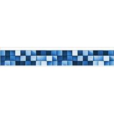 Faixa Decorativa 3,60mx15cm Pastilhas de Piscina Adesivo Autocolante Lavável Azul - Defacile