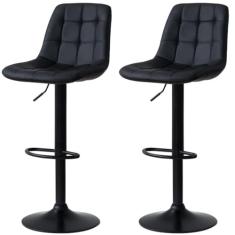 Kit 2 Banqueta Alta Elegance Estofada com Base Giratória e Regulagem de Altura - Preto