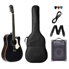 Kit Violão Folk Elétrico Tagima Andes Aço Preto Fosco +Caixa