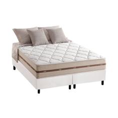 Cama Box Queen: Colchão Molas MasterPocket Ensacadas Anjos   Classic + Base CRC Courano Branco(158x198)