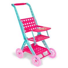 Carrinho De Boneca Reborn Brinquedo Dobrável 69Cm Rosa