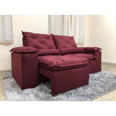 Sofá Retrátil e Reclinável 2,00m em Tecido Veludão C/ Pillow nos Braços Athenas - Montagem Inclusa