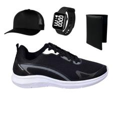 Tenis Esportivo Masculino Feminino SPORT Caminhada Corrida Leve + Boné + Relógio Digital + Carteira-Unissex