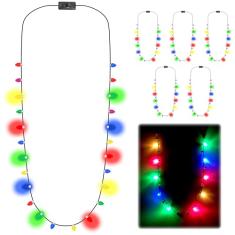 Glowcraftco Colar de Natal | Luz brilhante | Melhores acessórios de Natal | Colar de Natal divertido e brilhante | Colar de enfeite de Natal | Lembranças de festa | Pacote com 3, 6 ou 12, 38 inches,
