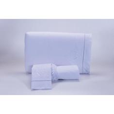 Jogo Lençol Casal Super King 3 Peças Branco 200 Fios Algodão - Thais E