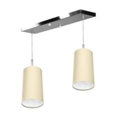 Lustre Pendente Cilindrico Duplo Base Retangular Bege - MARRYLUZ