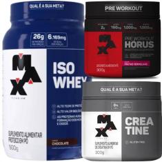 Kit Max Titanium: ISO Whey Isolado  900g + Creatina 100% Pura 300g + P