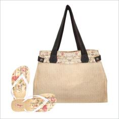 Bolsa Com Chinelo Feminino Floral Magicc Bolsa, 39/40