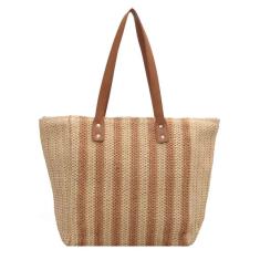 Bolsa De Praia Palha Brown Striped