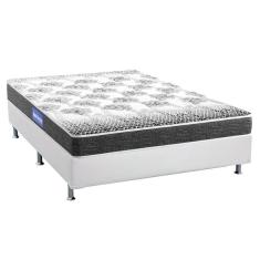 Cama Box Casal: Colchão Espuma Probel Guarda Costas Resistente + Base Crc Courano White(138X188)