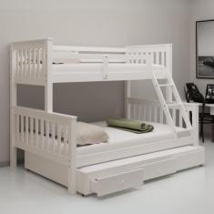 Cama Treliche Casal Woodstore Com Gavetas E Escada, Branco